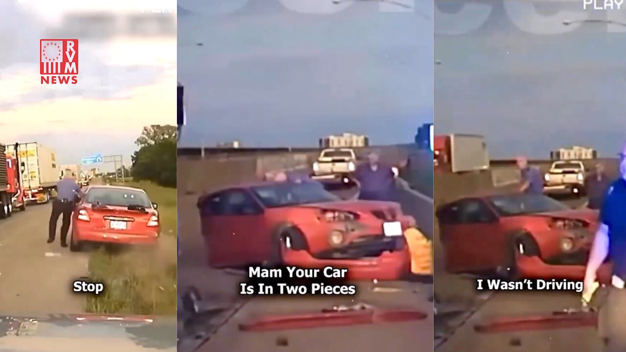 WOW!!! Woman Flees Traffic Stop, Crashes & Rips Her Car In Half