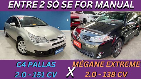 ENTRE 2 CARROS - CITROËN C4 PALLAS X RENAULT MEGANE - SEDÃNS, ESPAÇOSOS, MANUAIS COM PREÇO BOM