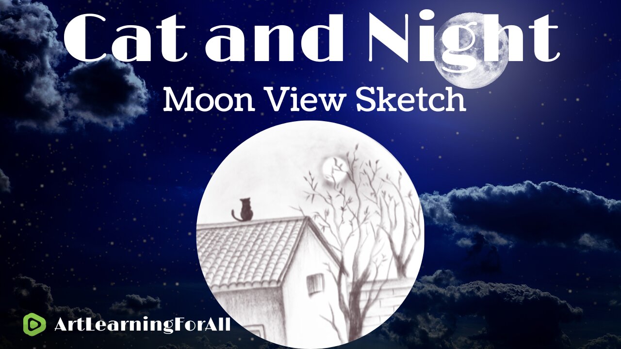 Moonlit Serenity: Cat and Night Sky Sketch 🌙🐱