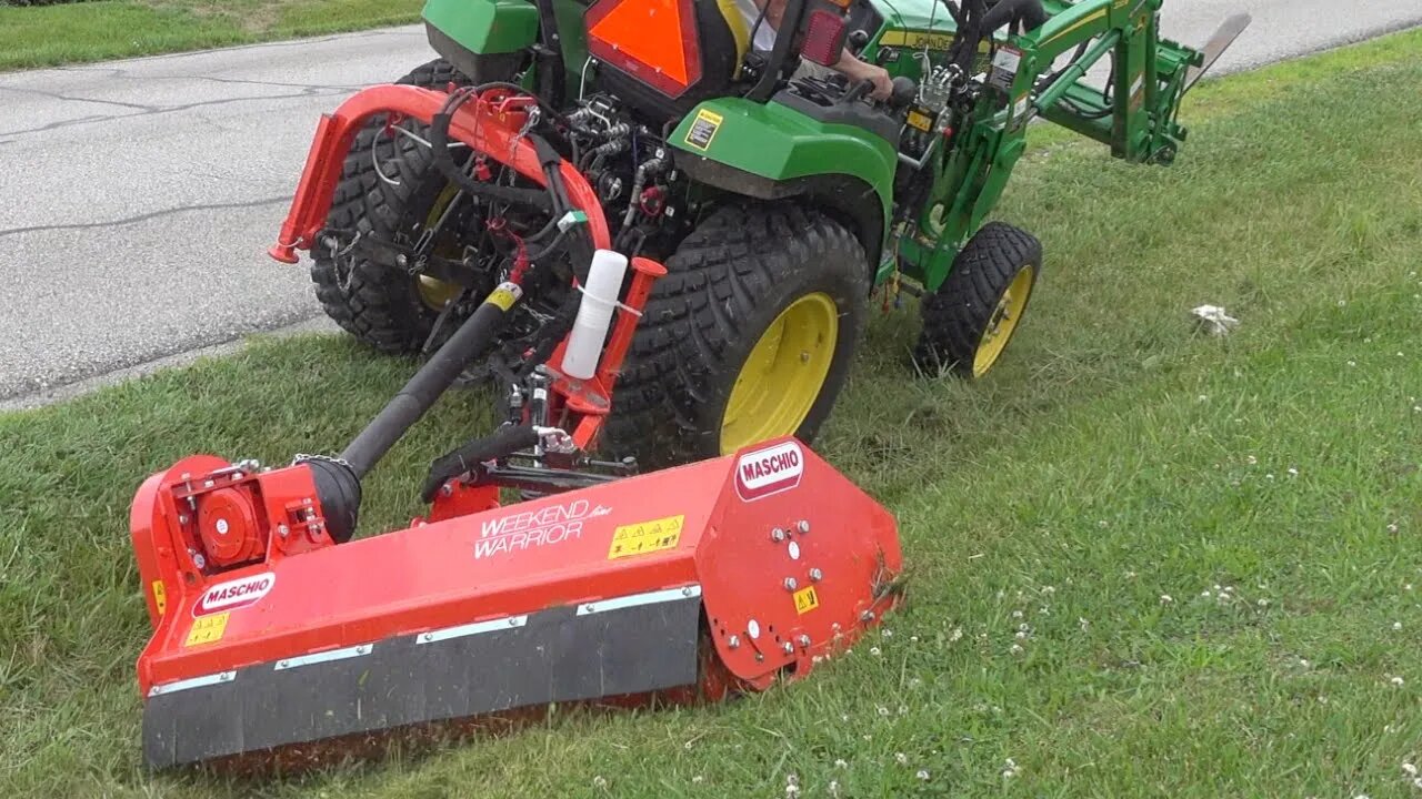 Ditch Bank Mowing! OffSet Flail on Deere 2038R