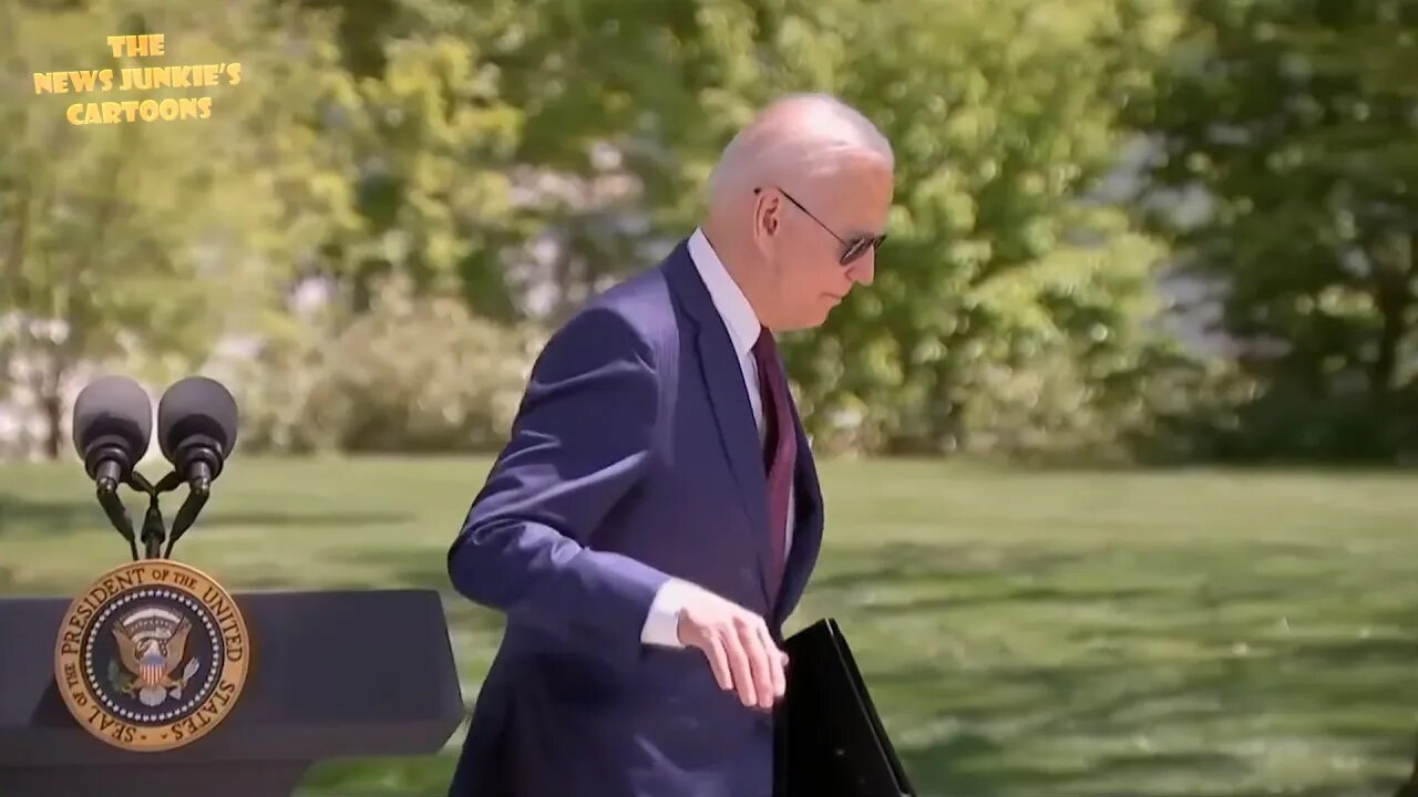 Biden reluctantly answers a few questions from reporters after reading remarks.