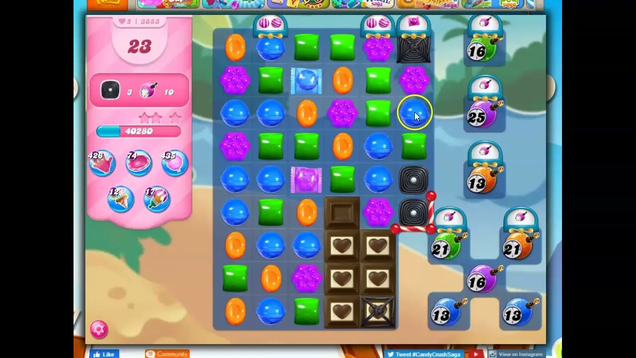 Candy Crush Level 3883 Talkthrough, 35 Moves 0 Boosters