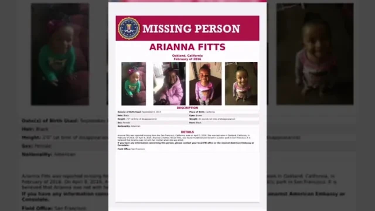 MISSING Arianna Fitts San Francisco, California, on April 5, 2016 #shorts