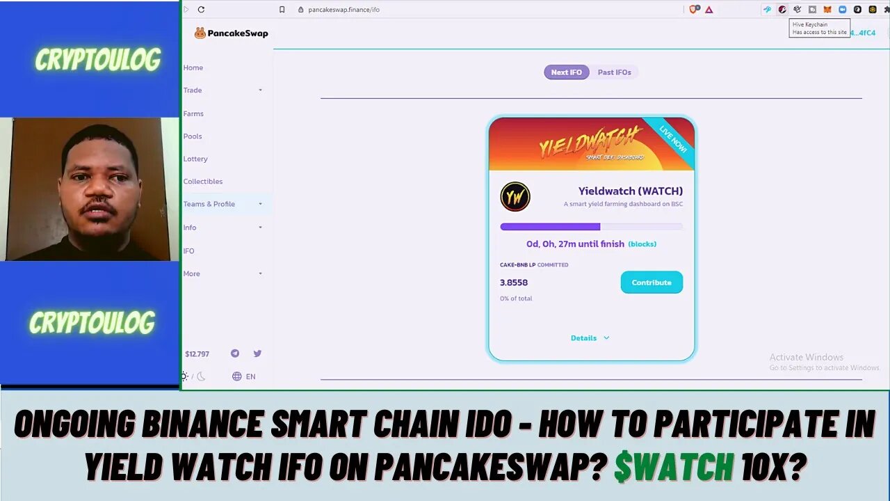 Ongoing Binance Smart Chain IDO - How To Participate In Yield Watch IFO On Pancakeswap? $WATCH 10X?