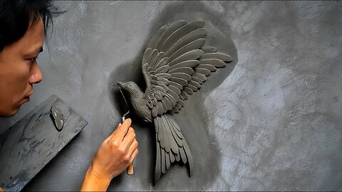 How to make a bird with sand and cement.