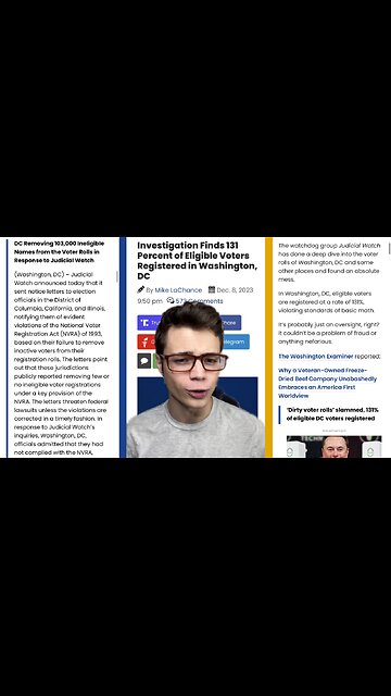 Victor Reacts: Bloated Voter Rolls, 131% of Eligible Voters Registered in DC??