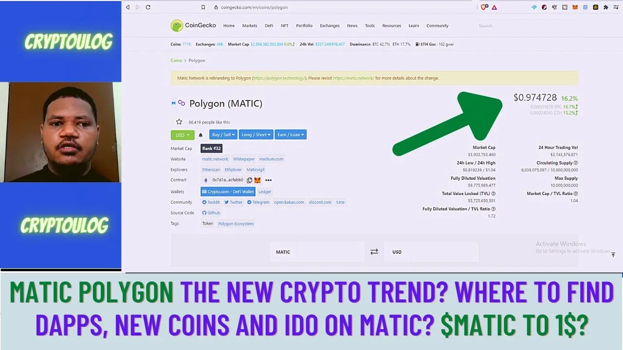 Matic Polygon The New Crypto Trend? Where To Find DAPPs, New Coins And IDO On MATIC? $MATIC TO 1$?