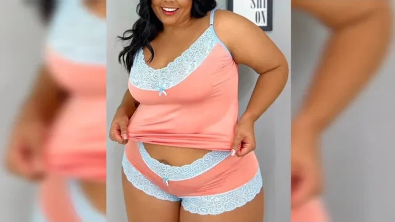 ✔️ BABY DOLL FEMININO PLUS SIZE PIJAMA COM RENDA