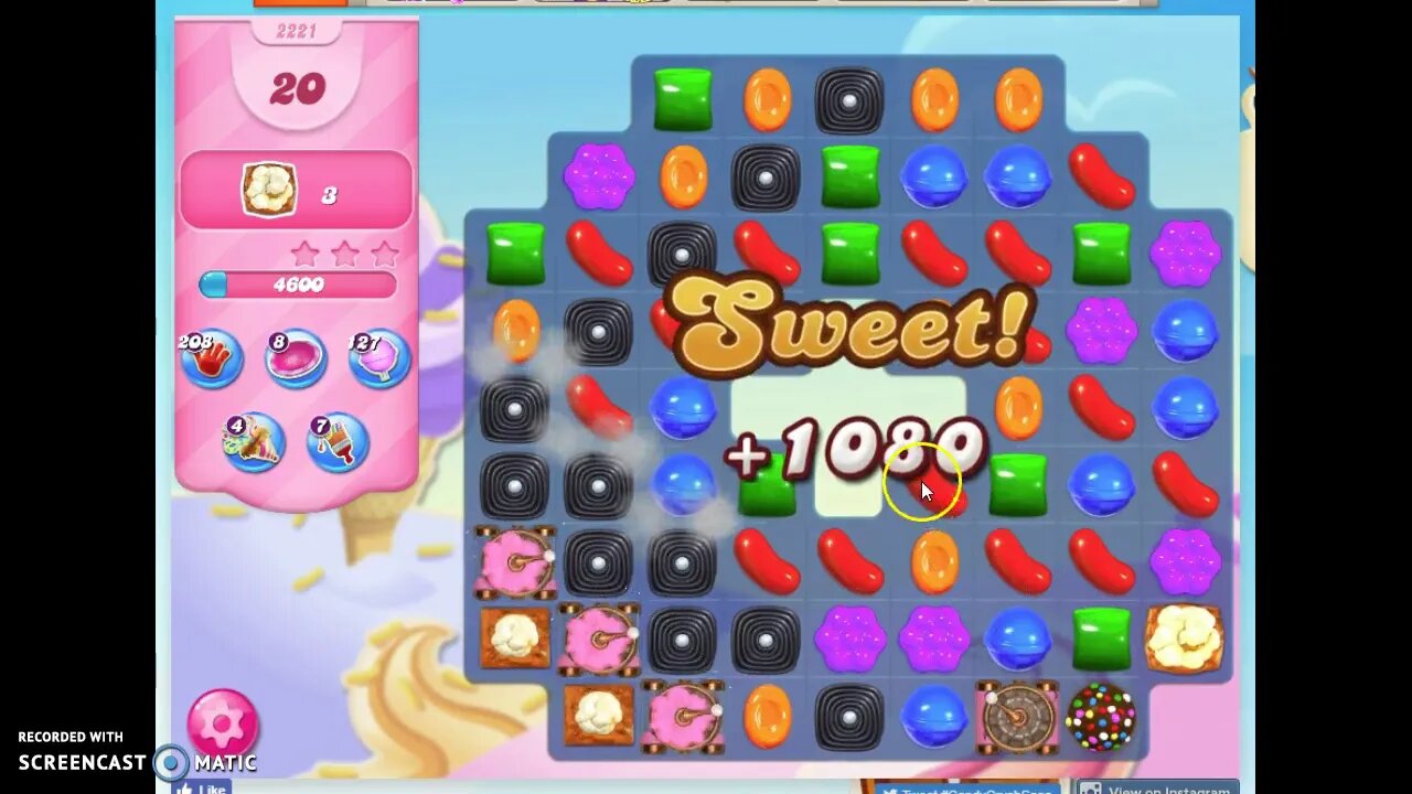 Candy Crush Level 2221 Audio Talkthrough, 3 Stars 0 Boosters