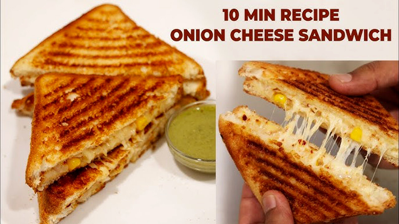 Cheese Onion Sandwich - 10 Minute Grilled Sand Wich Recipe