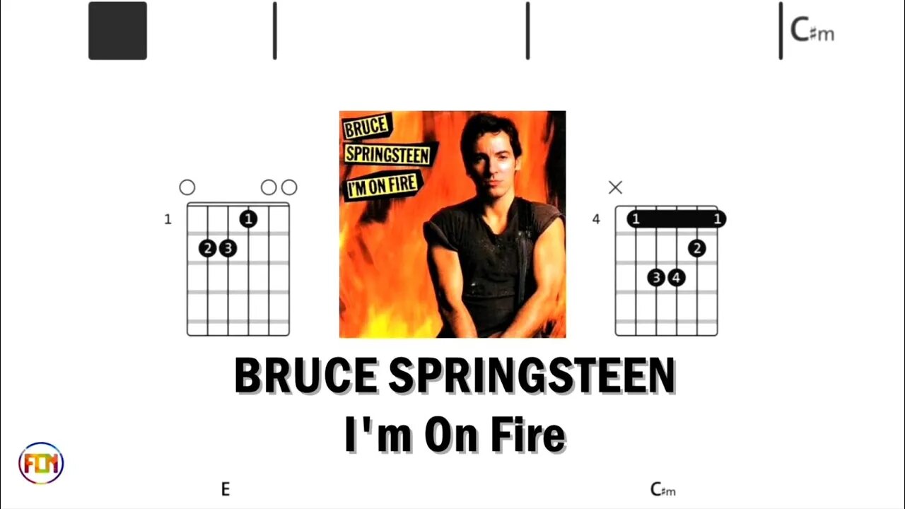 BRUCE SPRINGSTEEN I'm On Fire - (Chords & Lyrics like a Karaoke) HD