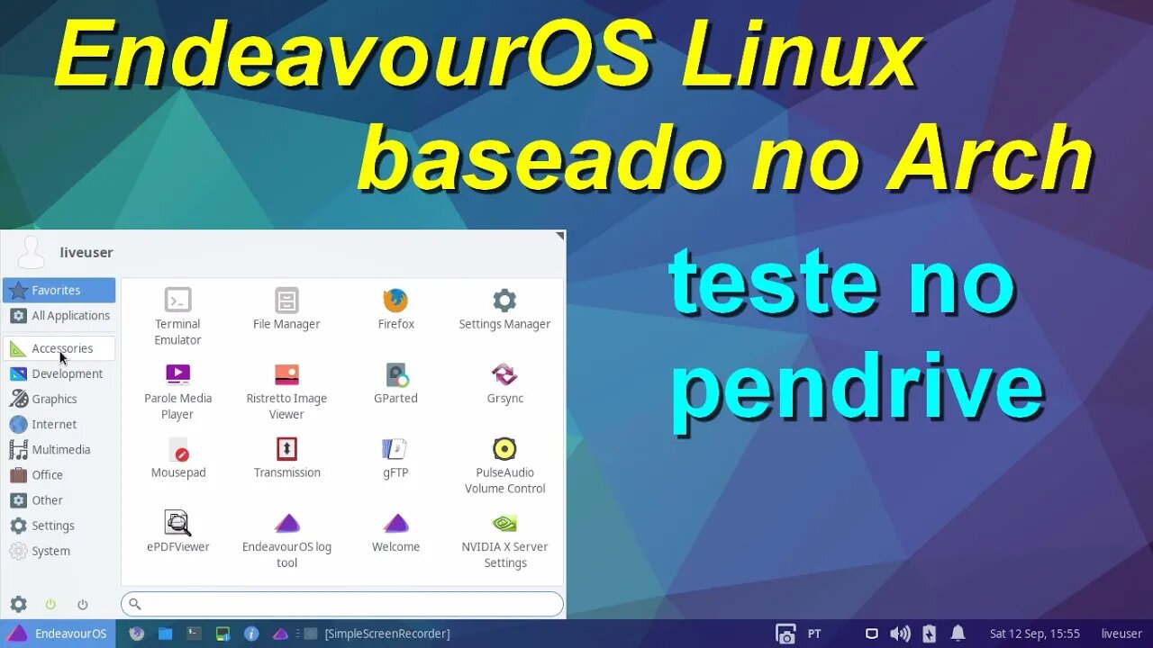 EndeavourOS Linux baseado no Arch Linux. Teste no pendrive sem instalá-lo no computador.