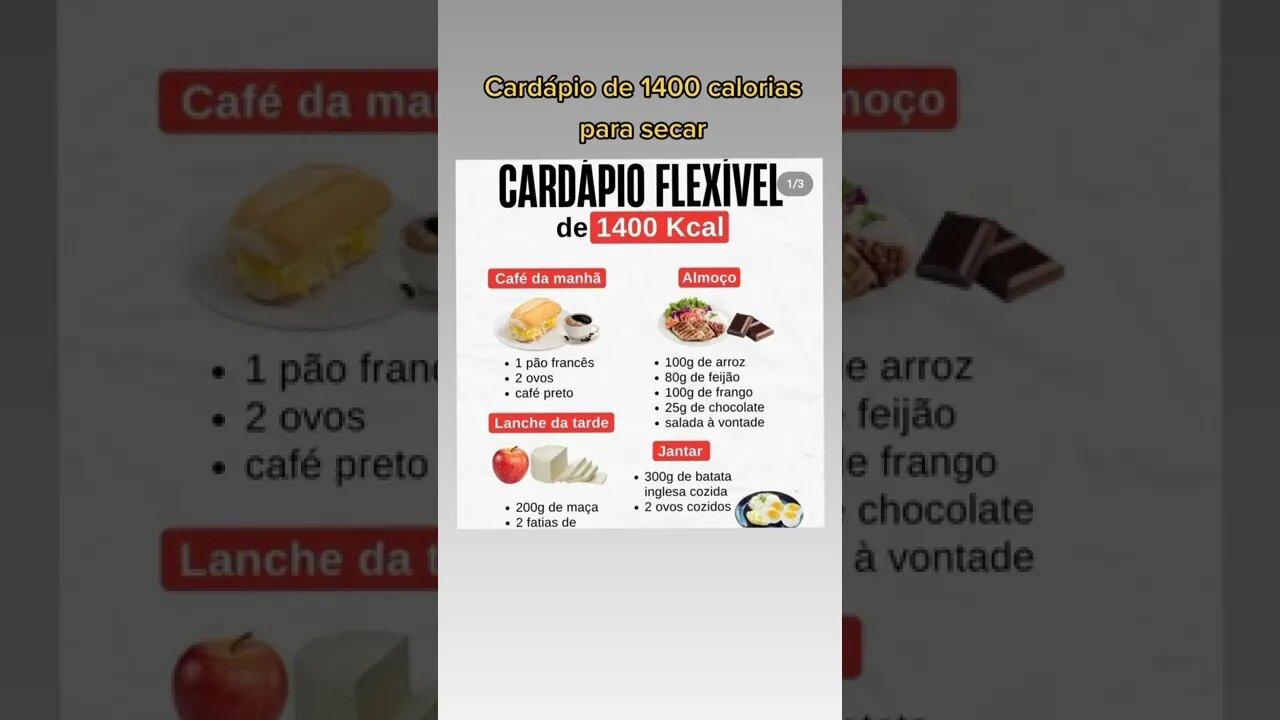 CARDÁPIO FLEXÍVEL DE 1400 KCAL #Shorts