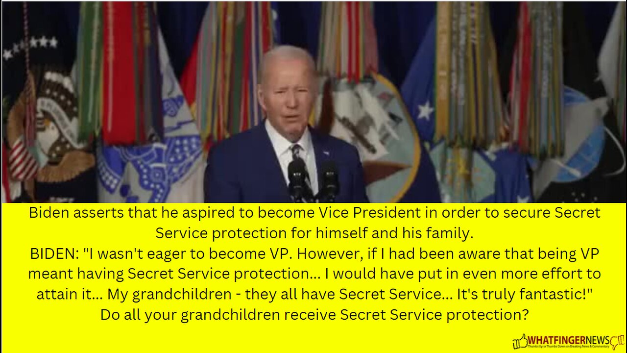 Biden asserts that he aspired to become Vice President in order to secure Secret Service protection