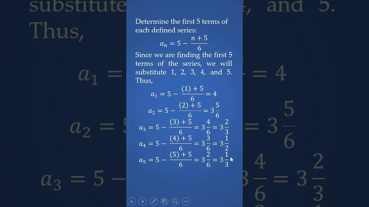 Finding the first 5 terms of a Defined Sequence - Tagalog