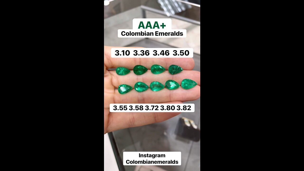 Loose AAA+ top vivid Muzo green color pear drop shaped Colombian emeralds for sale certified