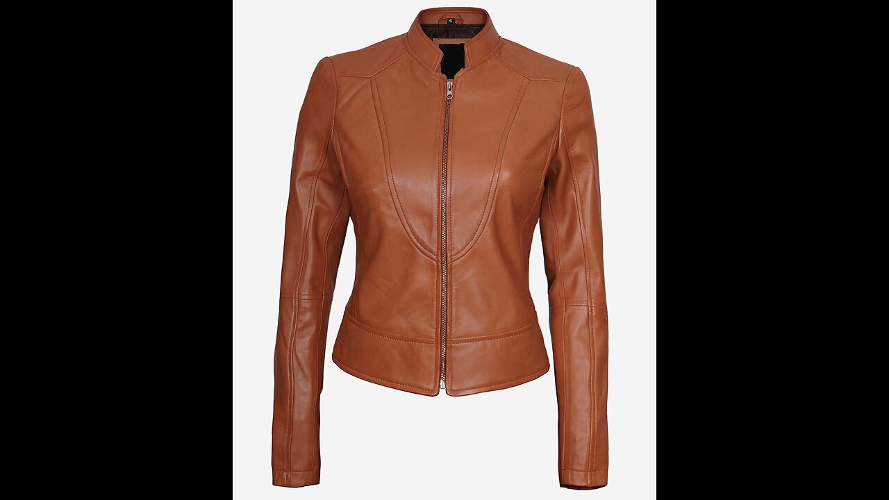 Women's Vintage Tan Leather Biker Jacket