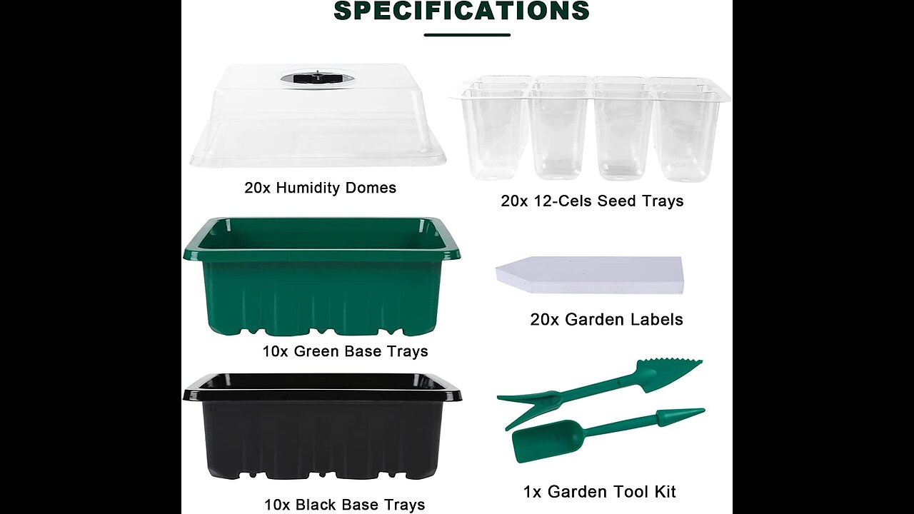 Seed Starter Tray Kit, 20 Packs Seed Starting Trays with Seedling Tray and Humidity Dome, 240 C...