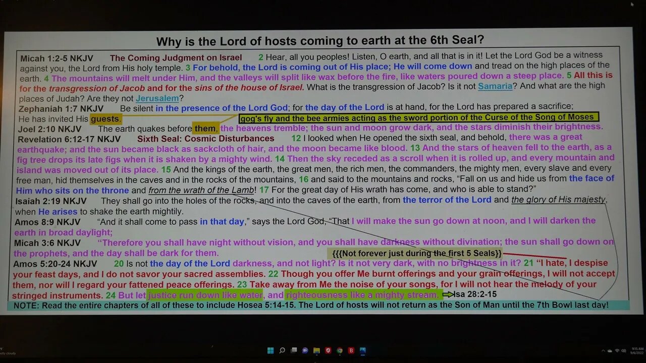 Why is the Lord of hosts coming at the 6th Seal