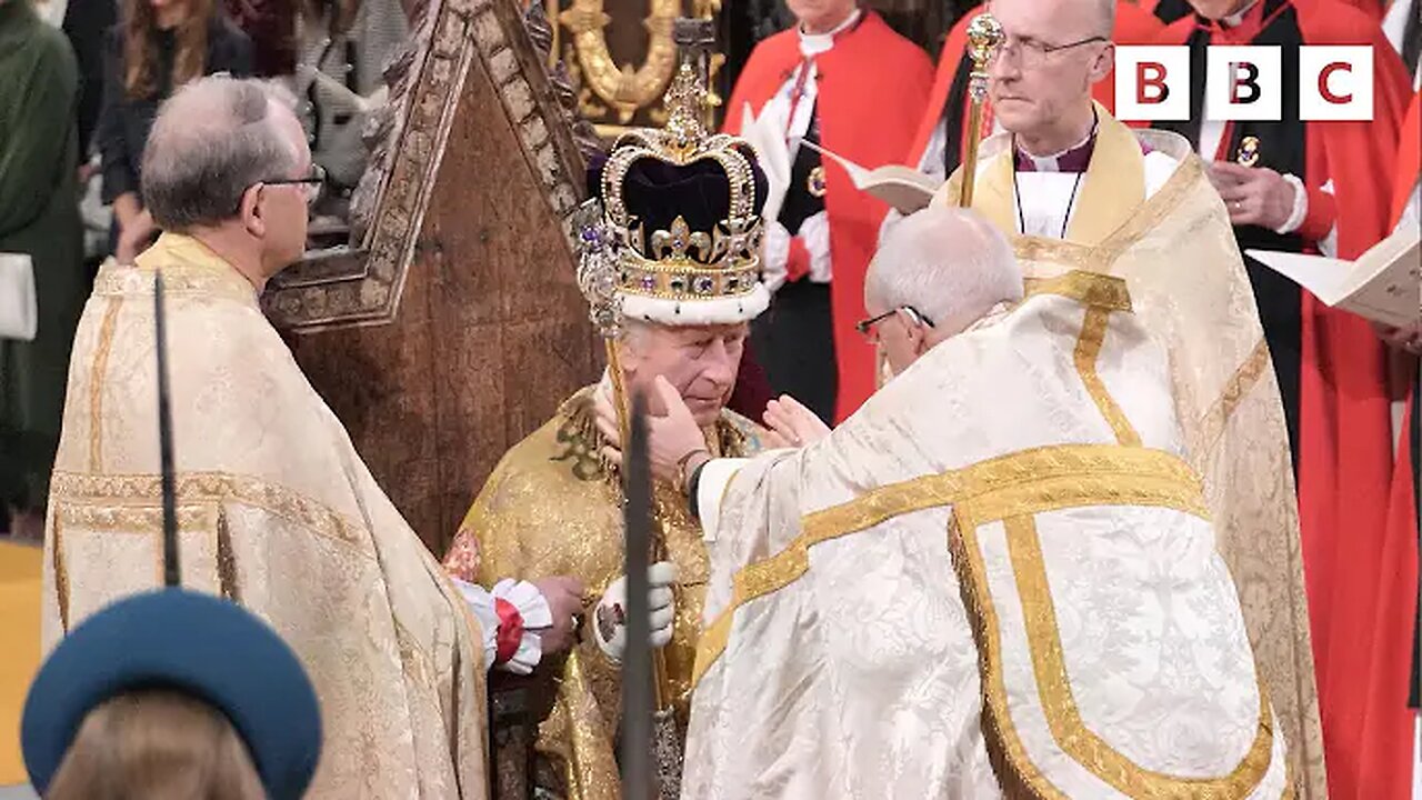 Moment HM King Charles III is crowned in Coronation ceremony