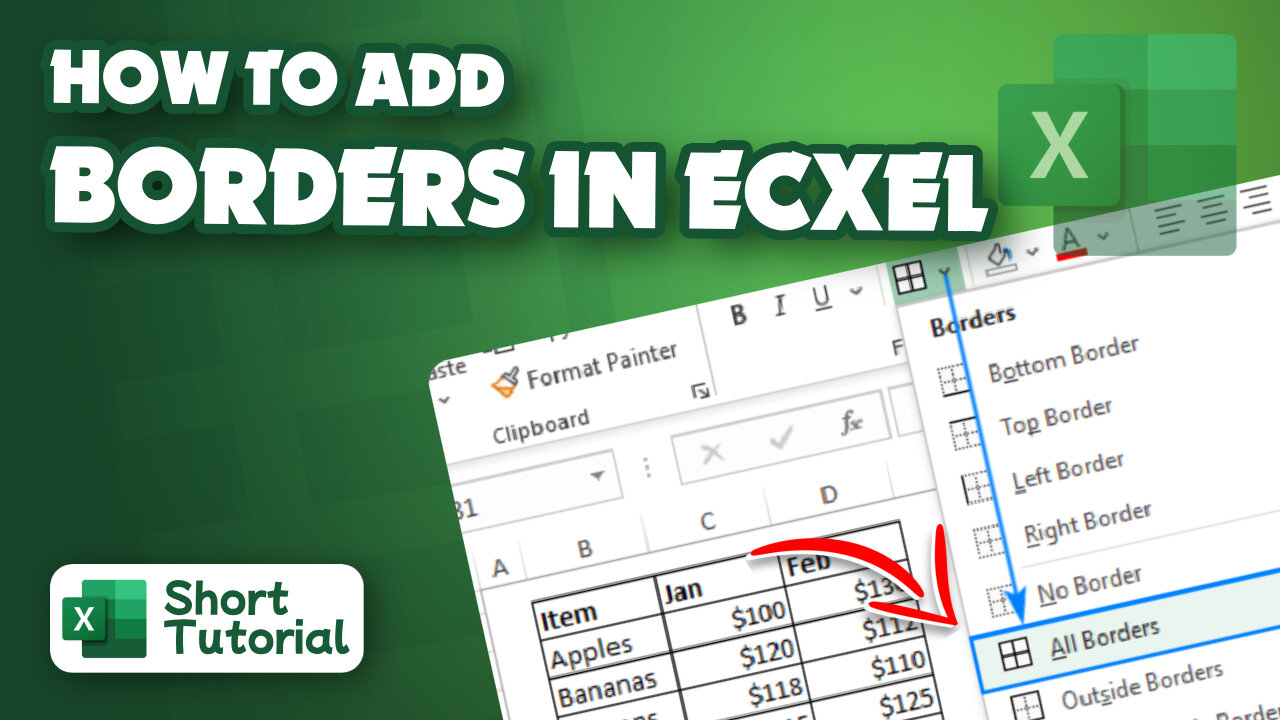 How to add borders in Excel