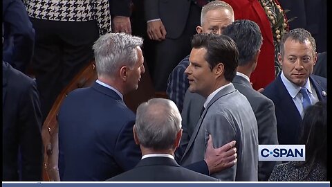 After the 14th Round: During vote to adjourn Matt Gaetz talks to McCarthy