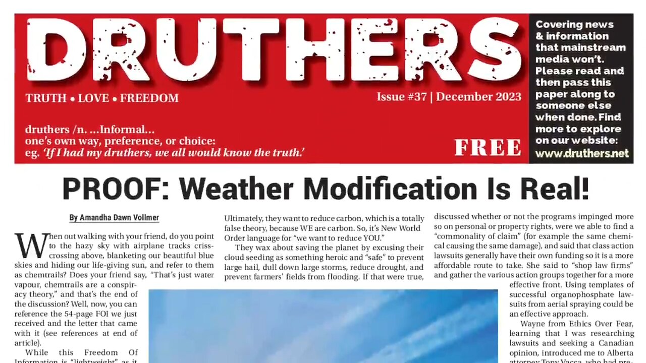 Druthers - Dec 2023 - Chemtrail Conspiracy - 🎵 Grand Funk - I'm Your Captain 🎵