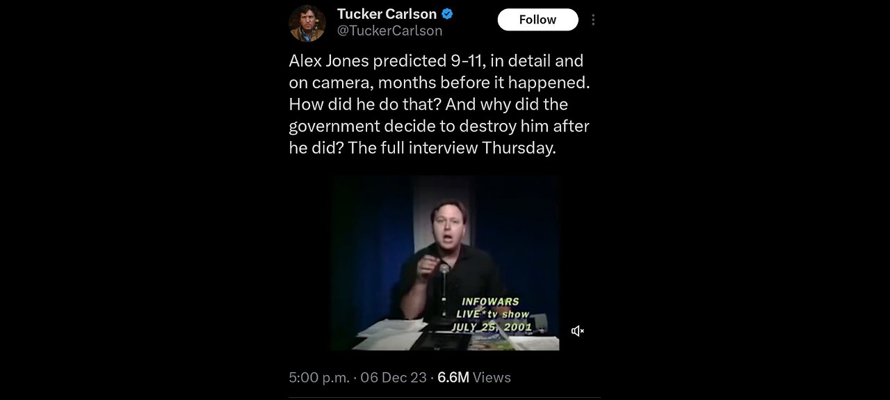 Tucker Carlson is saying Alex Jones Predicted 9-11 🤣