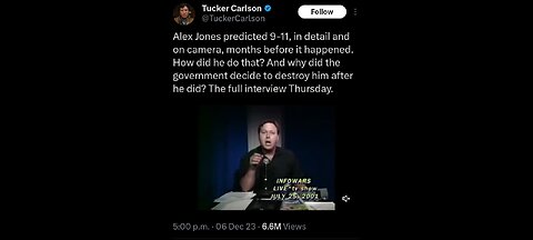 Tucker Carlson is saying Alex Jones Predicted 9-11 🤣