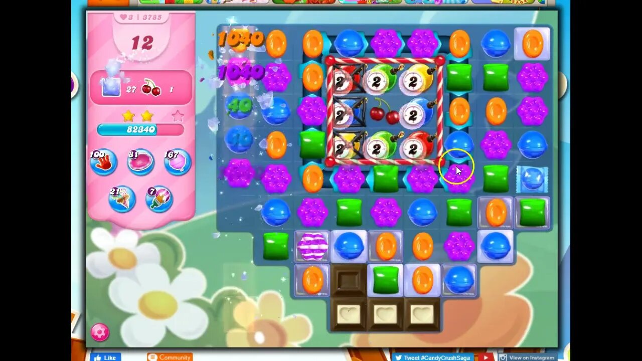 Candy Crush Level 3785 Talkthrough, 22 Moves 0 Boosters