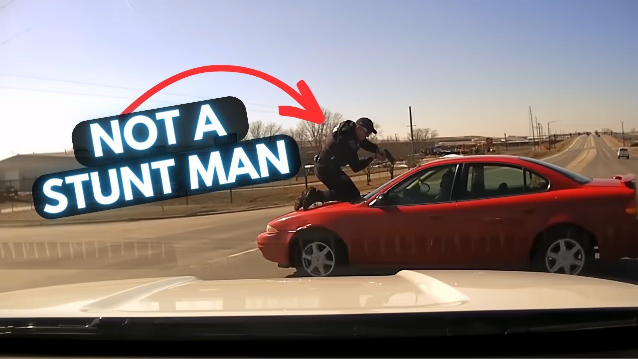 Cop Tries CAR SURFING During Traffic Stop!!!