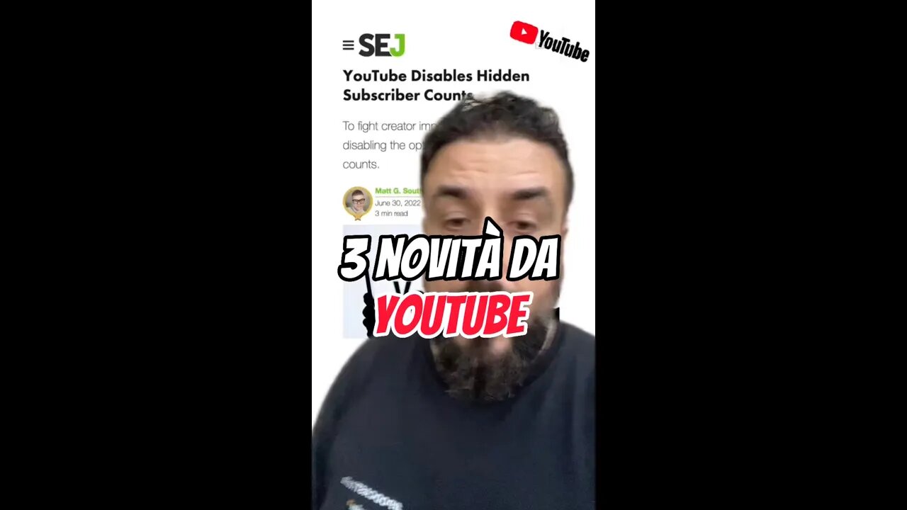 🚨 YOUTUBE: 3 novità in arrivo