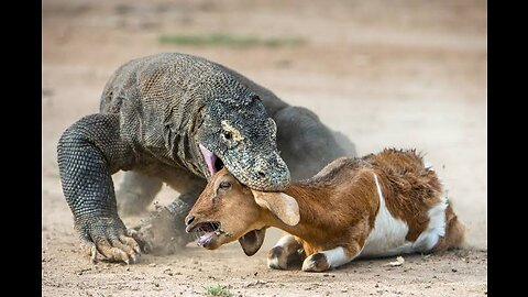 How Komodo defeats & Paralyzes a goat & eats it alive