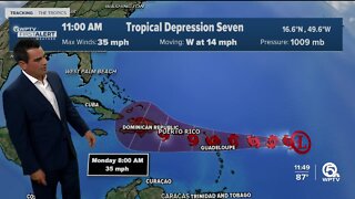 Tropical Depression Seven, 11 a.m. on Sept. 14, 2022