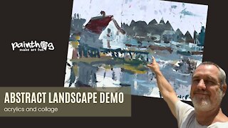 ABSTRACT Landscape DEMO With Acrylics & Collage