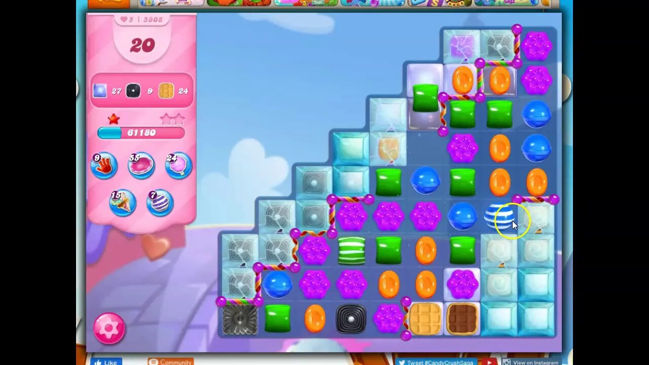 Candy Crush Level 5808 Talkthrough, 26 Moves 0 Boosters