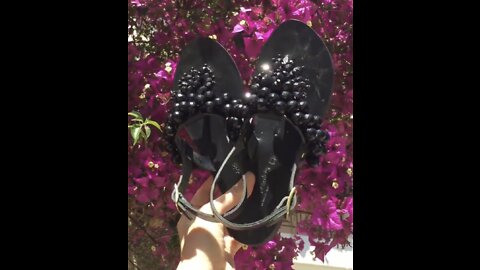 Pearl Embellished black sandals