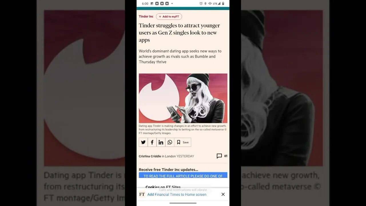 bumble is one of the only dating sites that's on the increase while all others seem to be declining?