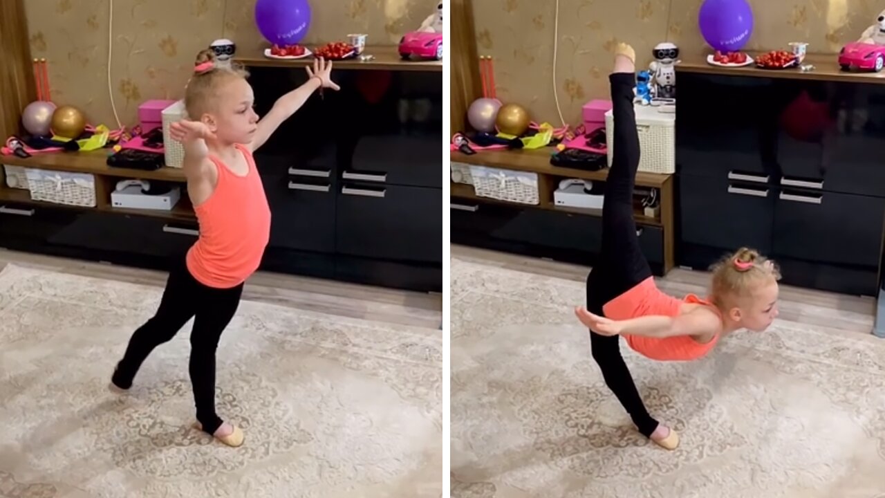 Talented girl performs 'out of this world' gymnastic move