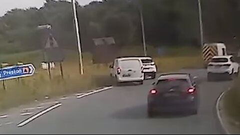 Instant karma for driver who squares up to another in road rage drama