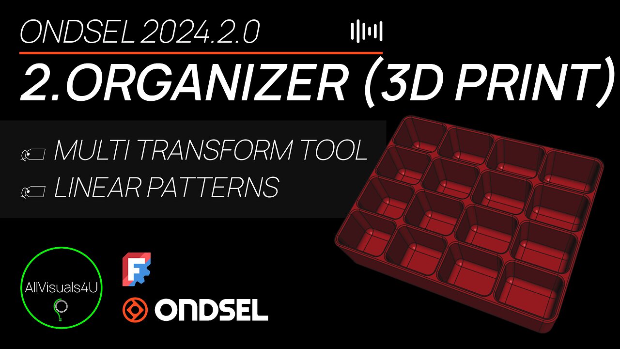 ⏱ TIMELAPSE 🗂 Ondsel Tutorial For Beginners - 3D Print Tool Organizer - 3D Printable Design - FreeCAD