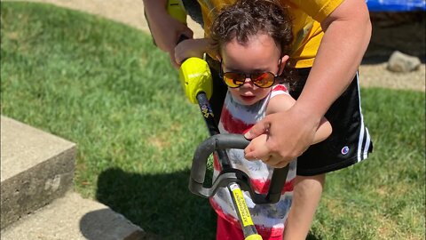 Backyard mowing fun!