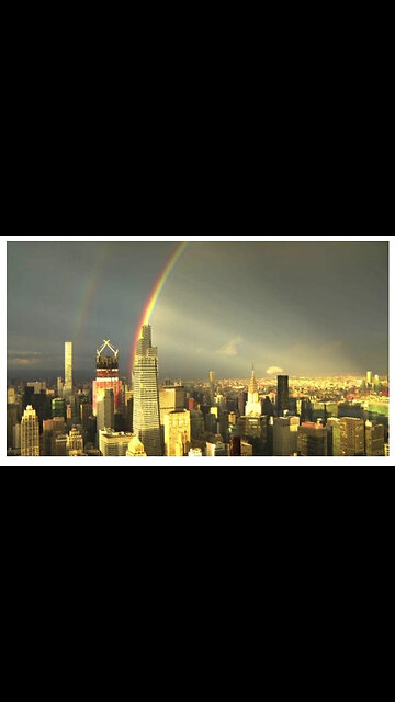 Stunning full rainbow lights up New York City's skyline on day of 9/11 remembrance.