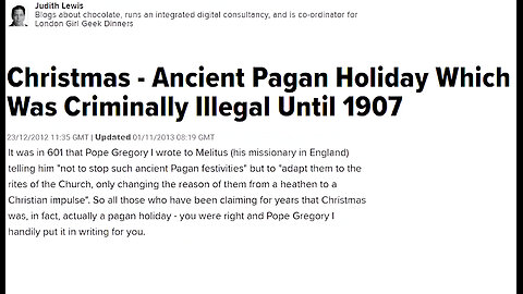 When Christmas Was Illegal In America. Pagan Sun God Birthday Was December 25th.