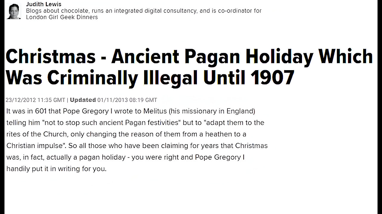 When Christmas Was Illegal In America. Pagan Sun God Birthday Was December 25th.