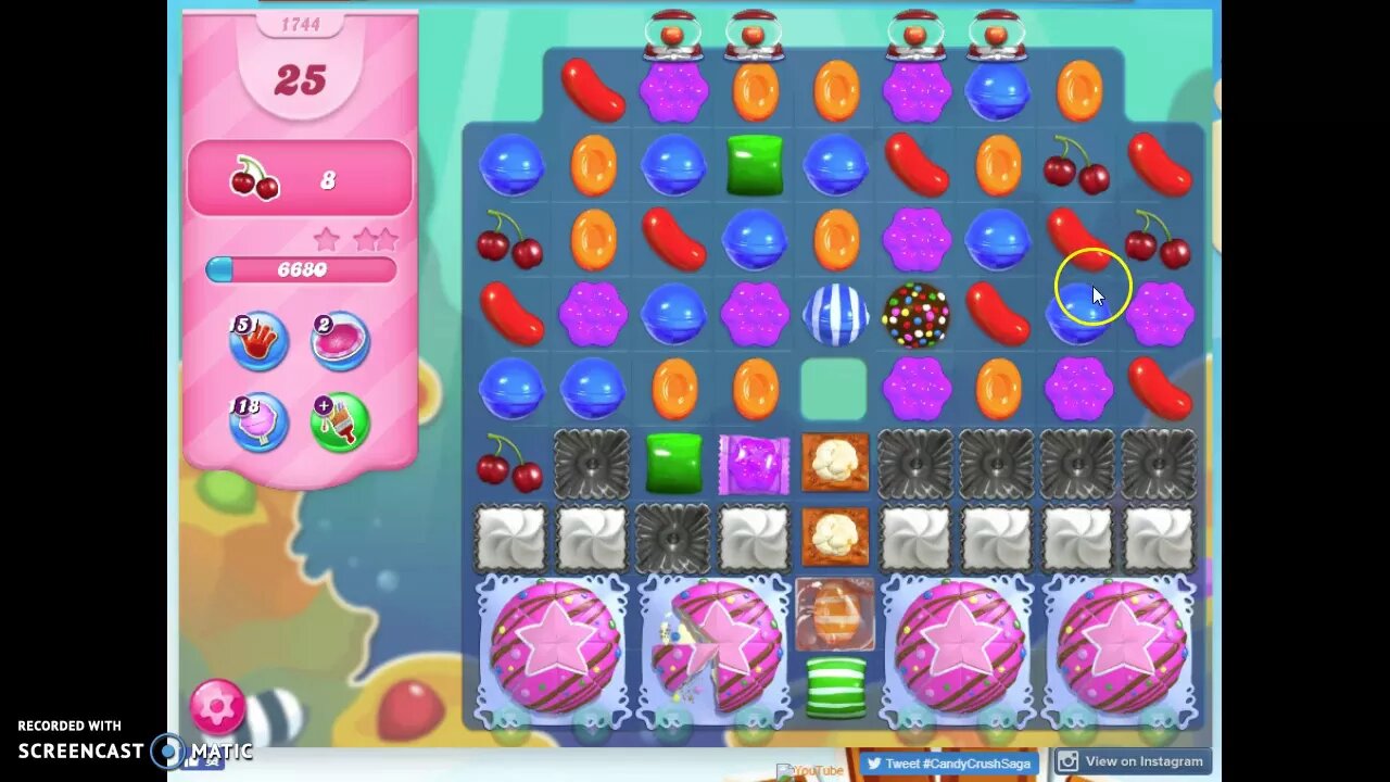 Candy Crush Level 1744 Audio Talkthrough, 3 Stars 0 Boosters