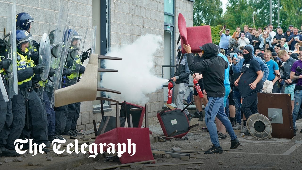 Anti-immigration protesters smash through migrant hotel in Rotherham | NE