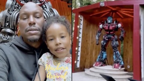 Tyrese Introduces Daughter Soraya To Optimus Prime In His Backyard! 🤖