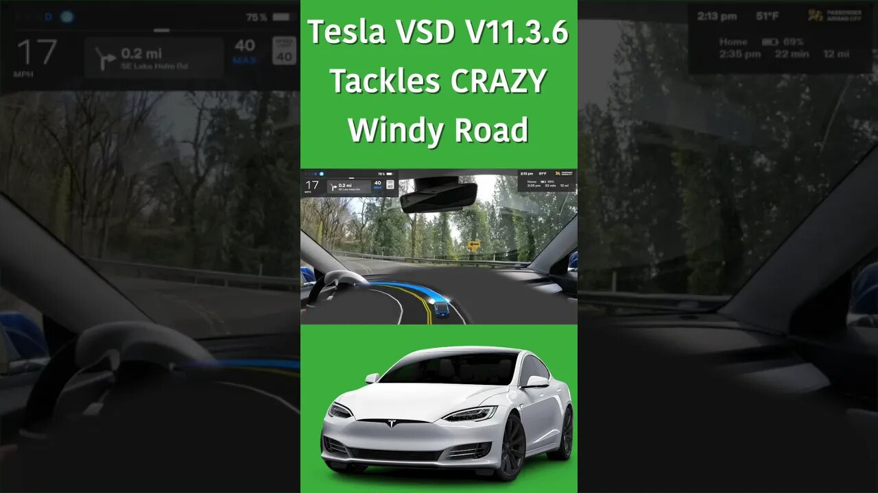 Tesla full self drive makes it up CRAZY road challenge #fsd #teslamodel3 #teslafsd