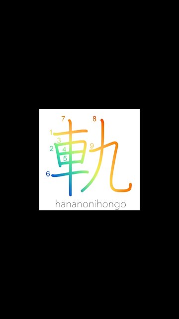軌 - rut/wheel/track/model/way of doing - Learn how to write Japanese Kanji 軌 - hananonihongo.com